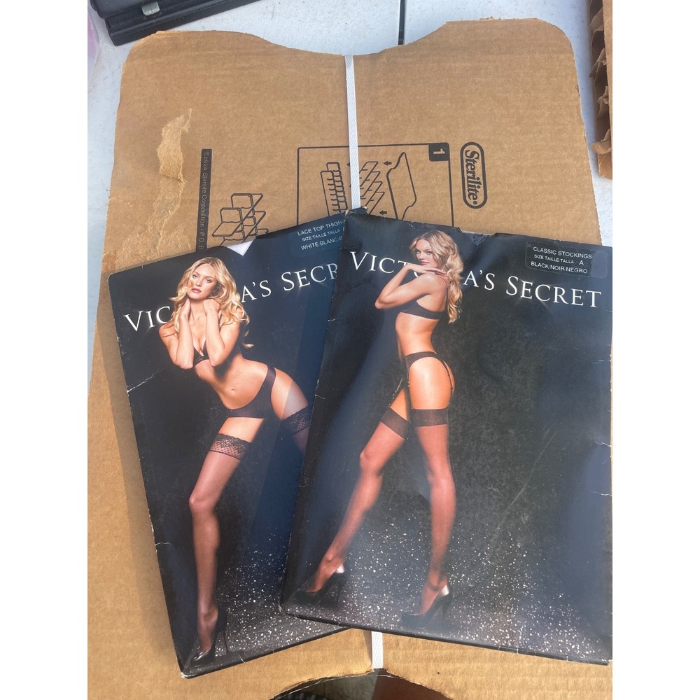 New Victoria's Secret white /Black Regular Stockings Size A